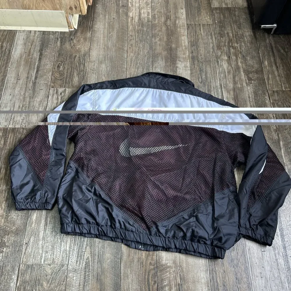 Vintage Nike Swoosh White Black Windbreaker Mesh Rare Size L Large